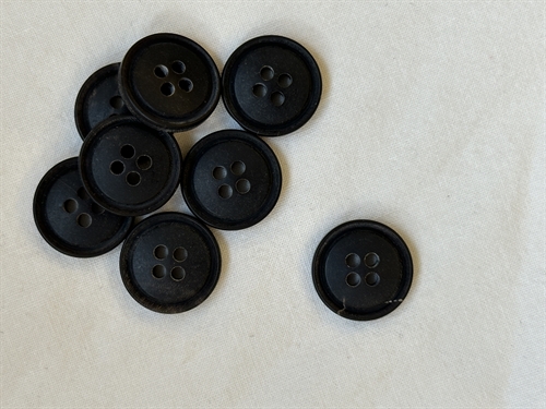 Mat hornknap med 4 huller - Grå-15 mm